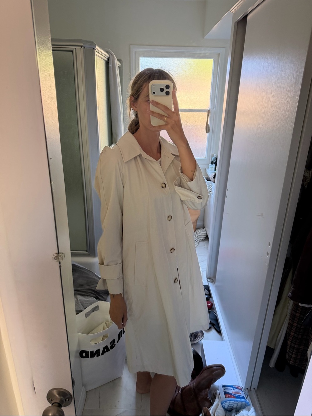 7 For All Mankind Light Cream Trench Jacket
